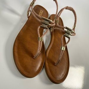 Topline flat sandals open summer shoes SİZE 9 open box beige gold color …